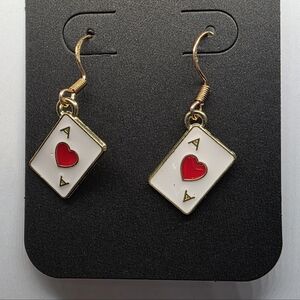 Playing Cards Red Heart Aces Earrings Handmade Hypoallergenic BUNDLE to Save